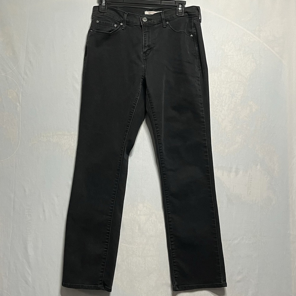 Levis 505 Straight Leg Jeans Womens 28x30 Black Denim Mid Rise 15505-0120